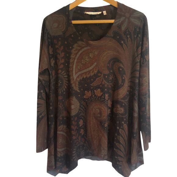 Soft Surroundings Sweaters - Soft Surroundings blue brown paisley pullover sweater loose lightweight Size PS.